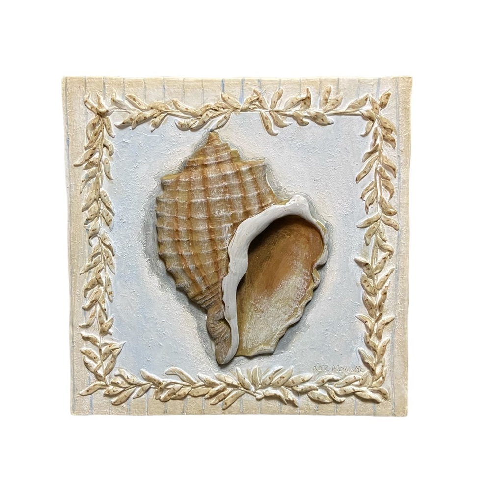 Kate McRostie 3D Seashell Wall Art Tile Plaque Shell Coastal Beach Signed